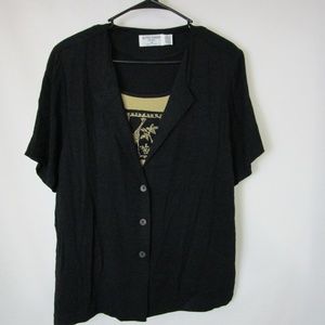 Alfred Dunner Women's 2-In-1 Black Cardigan